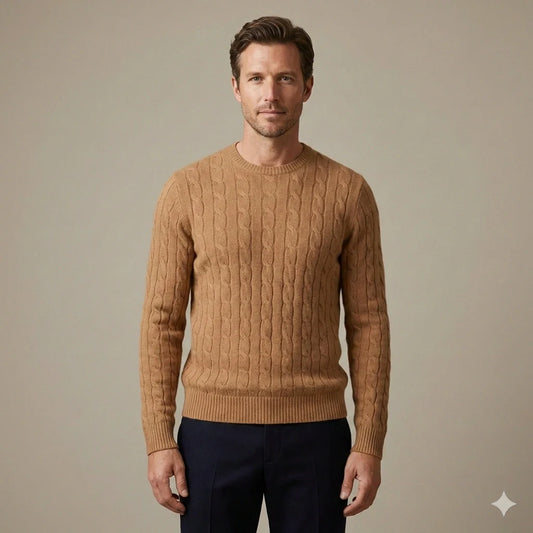 The Heritage Cable-Knit Cashmere Sweater | Camel