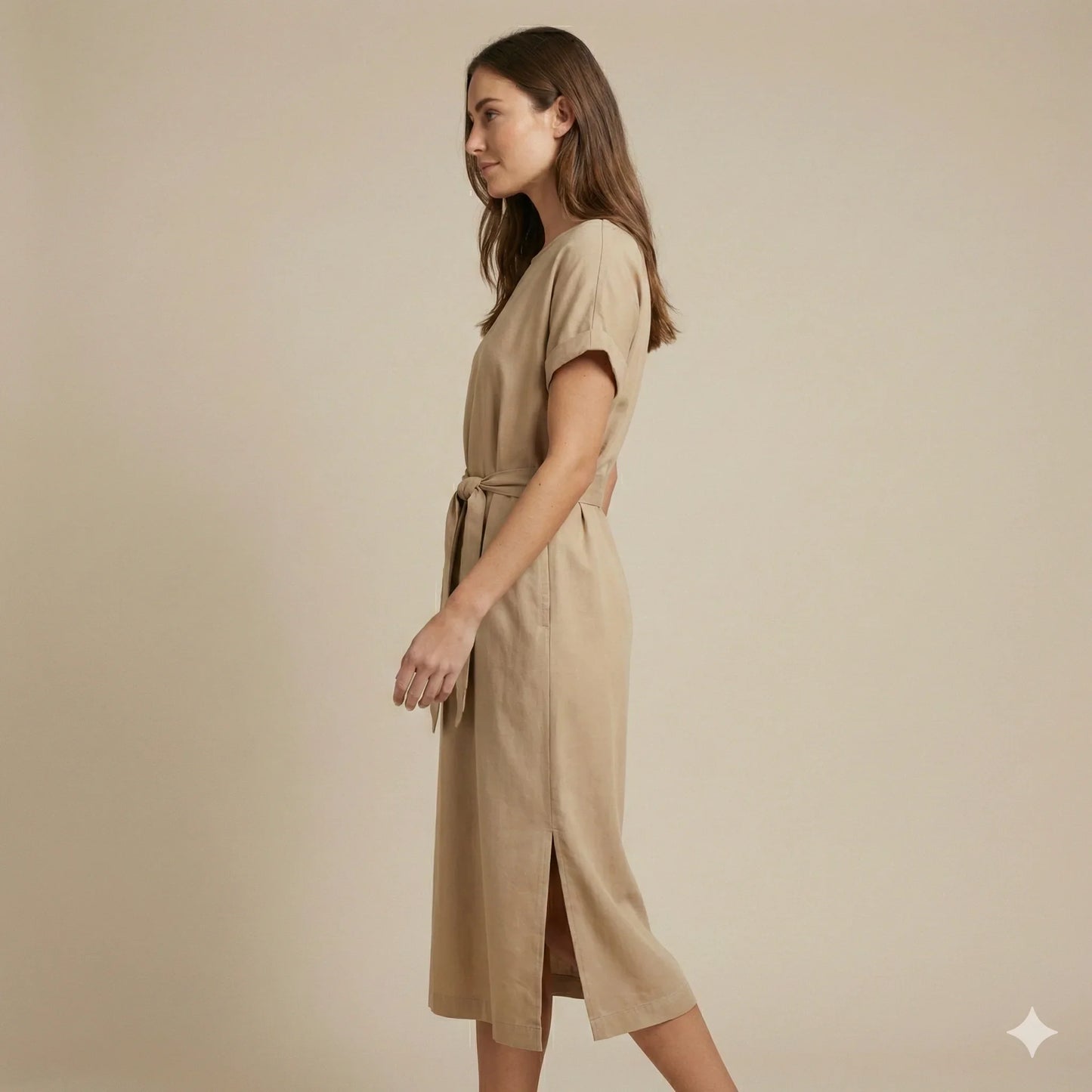 The Siena Utility Midi Dress | Sandstone