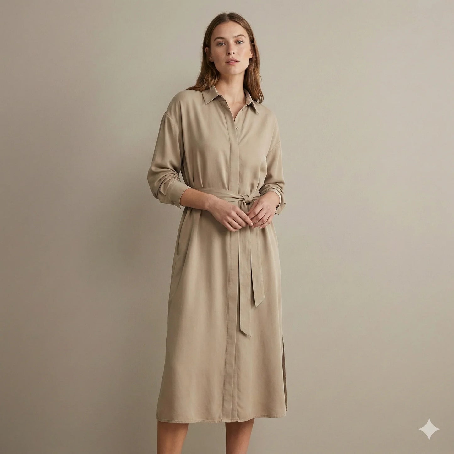 The Siena Tencel™ Midi Dress | Sandstone