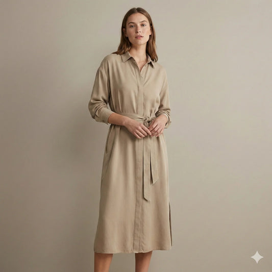 The Siena Tencel™ Midi Dress | Sandstone