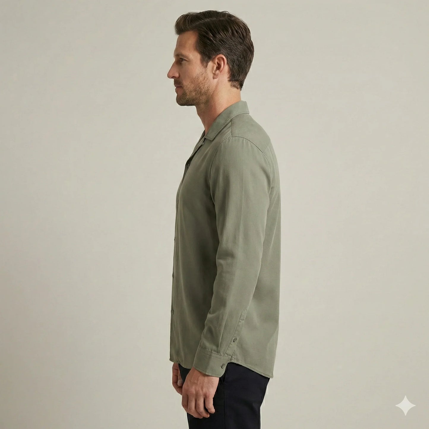 The Milano Tencel-Cotton Camp Collar Shirt | Dusty Olive