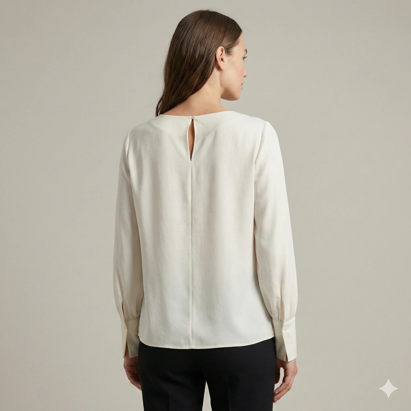 The Amara Cowl Neck Silk-Touch Blouse | Pearl Ivory