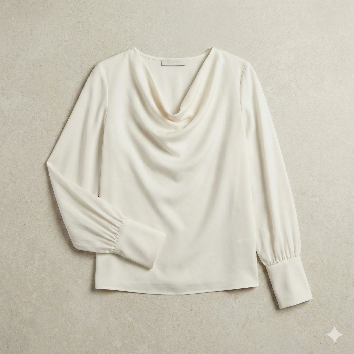 The Amara Cowl Neck Silk-Touch Blouse | Pearl Ivory